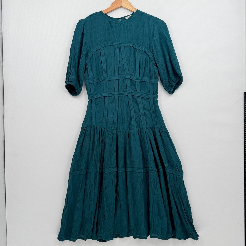 Wayward Fancies eShakti Dress Womens Small 4 Teal Gauze Tiered Cottagecore Boho